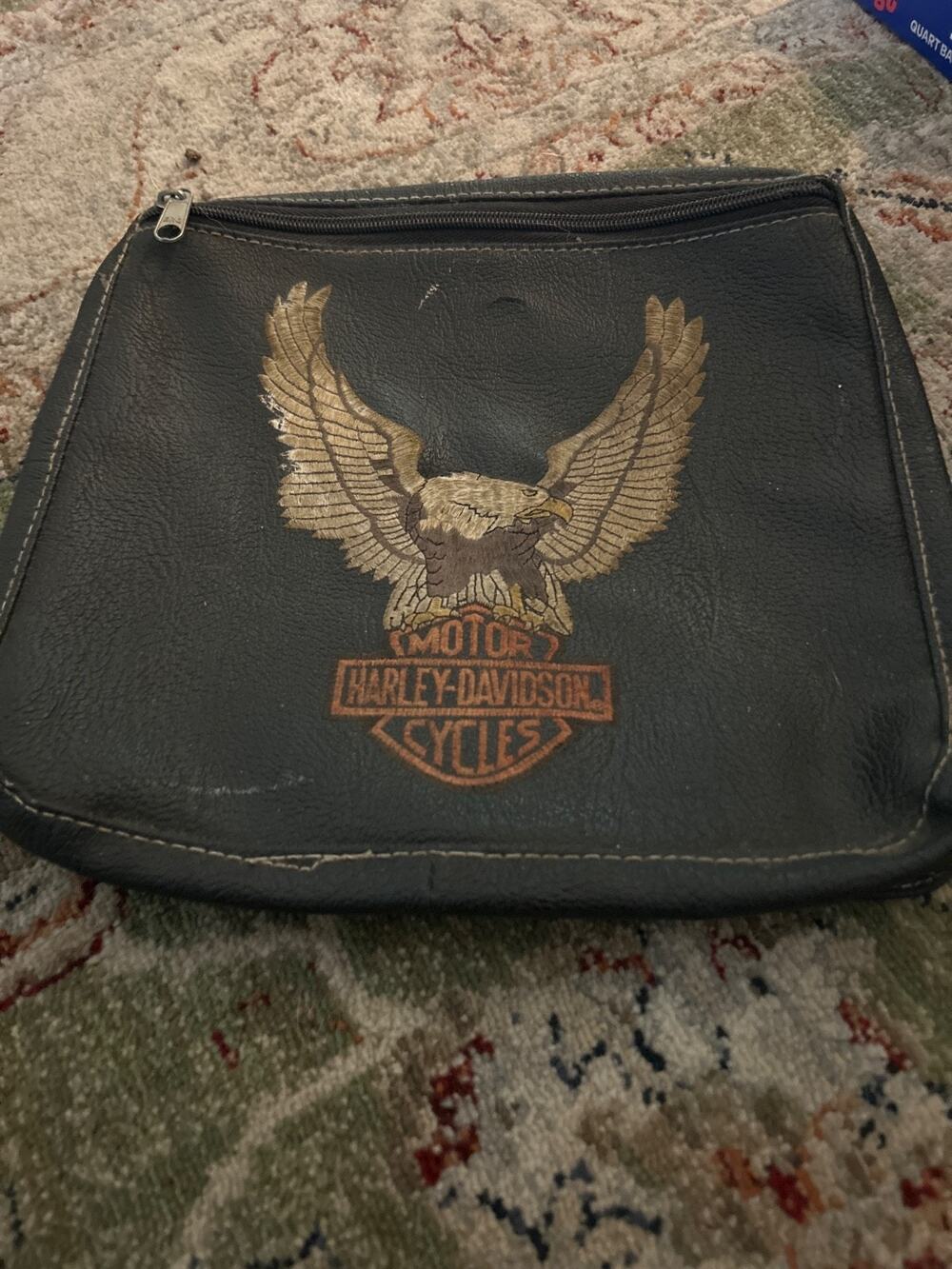 Vintage Harley-Davidson Leather Eagle Panel / Pouch Cover - Distressed Patina Pr